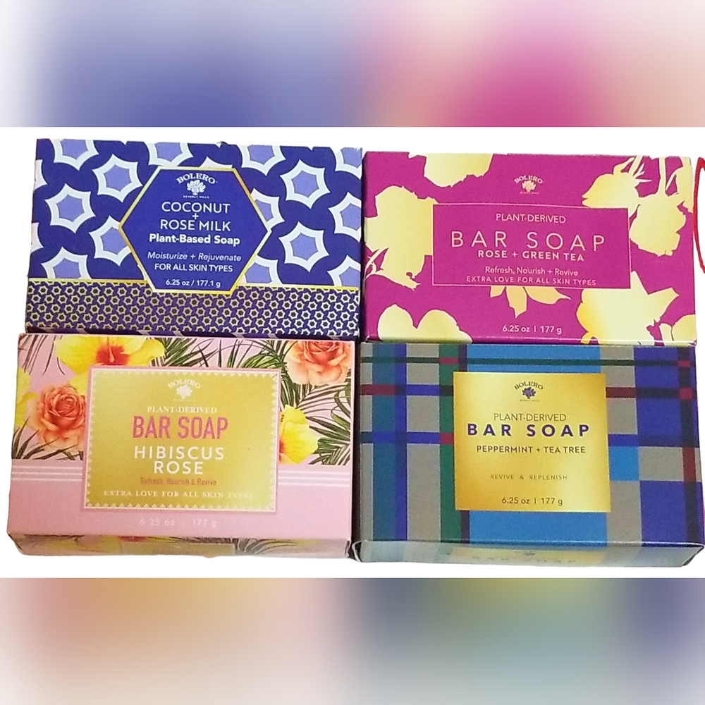 Bolero Plant-Based Soap, Set of 4ea, For All Skin Types,‎ 6.25oz ea